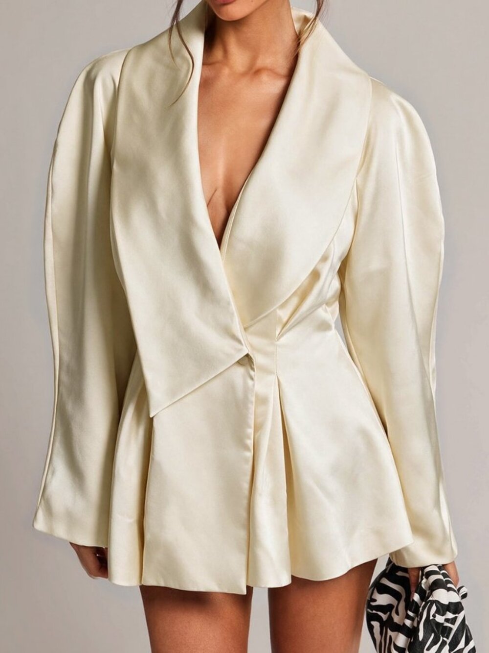 Apricot Elegant Women's Draped Pleated Wrap Blazer